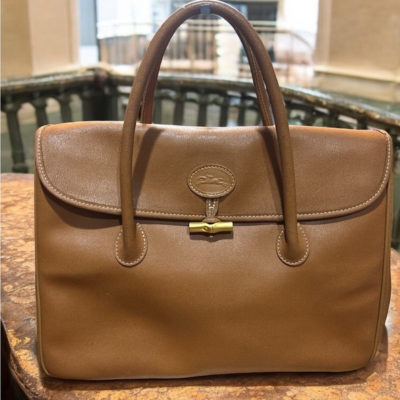 Longchamp Handbags - Longchamp Roseau Box Leather Cognac Tote